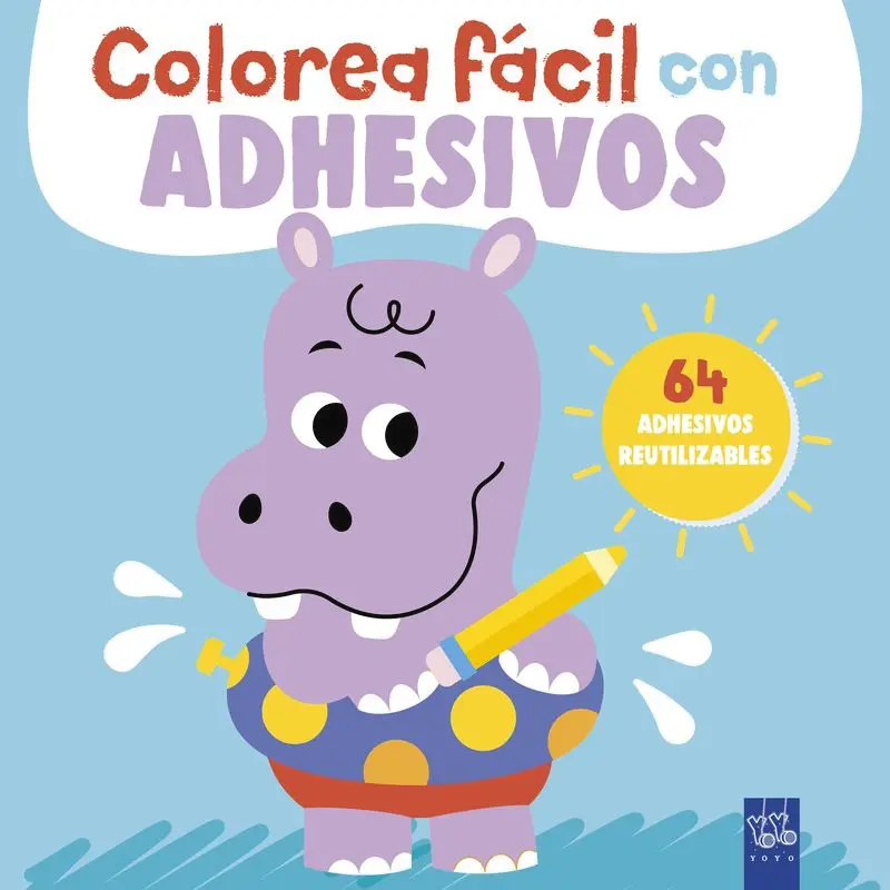COLOREA FÁCIL CON ADHESIVOS. HIPOPOTAMO